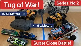TUG OF WAR featuring Lego Technic models Liebherr R 9800 42100, 42099 vs 9398, 42065 MOC.Epic Battle