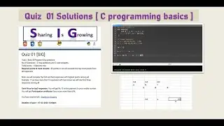 Quiz 01 Solutions || Basic C programming || Weekly Quiz competition || win exciting cash rewards ||