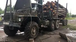 Урал 5557 лесовоз. Почти в строю.