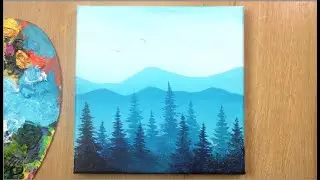 Easy Acrylic Painting Technique | Simple Forest Landscape Painting
