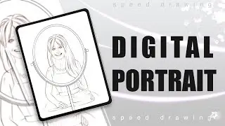 Barbie Margot Robbie - Part 1, sketch - Digital portrait speed drawing