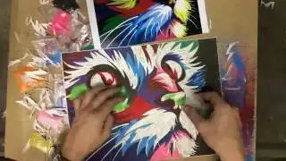 Картина цветным песком Радужный кот