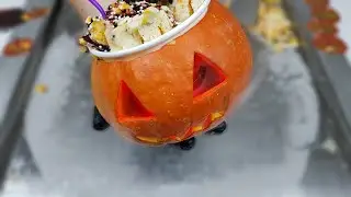 HALLOWEEN Ice Cream Rolls | Made fried ice cream from pumpkins | ASMR