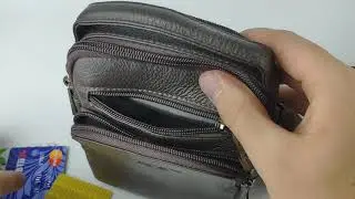 Мужская кожаная сумка на ремень с ручкой и плечевым ремнем HT-119098 Brown