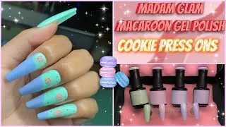 TRYING GEL POLISHES FROM MADAM GLAM’S MACAROON COLLECTION || COKLIE PRESS ON NAILS