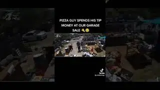 PIZZA GUY SPENDS HIS TIP MONEY AT OUR GARAGE SALE 🍕😂 #shorts #dominos #pizza #garagesale