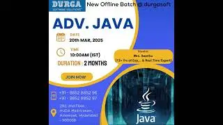 Advanced Java Training | New Offline Batch @ DURGASOFT | Starts 20th March 2025
