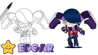 How To Draw EDGAR 🧣 | Brawl Stars | New Free Brawler | Step By Step