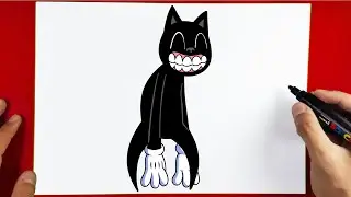 How to draw CARTOON CAT from Friday Night Funkin'