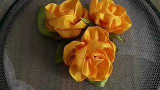 Sari renkli telli kurdeladan çok gösterişli gül... #nasılyapılır