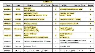 2nd year date sheet 2024 - 12th Class Date Sheet 2024 - Inter part 2 date sheet 2024