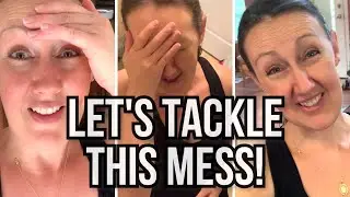 OVERWHELMED BY THIS MESS! Speed Cleaning Motivation for Moms: Watch Me Make a Dent in My Messy House