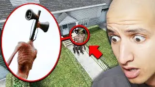 drone catches SIREN HEAD outside my house... (scary)