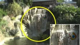 Blender 3D Camera Motion Tracking: text behind waterfalls with shadows and reflections