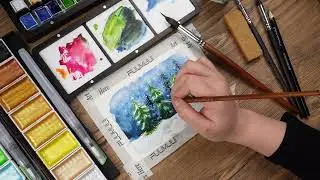 Creative Christmas greeting card featuring a snowy forest scene.