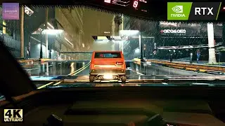 Cyberpunk 2077 Free Roam - Driving around the Night City in the Rain at Night
