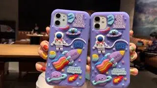 Wasaestore Cute Cartoon 3D Space Astronaut Case For iPhone Soft Silicone Cover Dream Moon