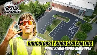 Sealcoating & Restriping 20,000 sqft at Point Blank Range!