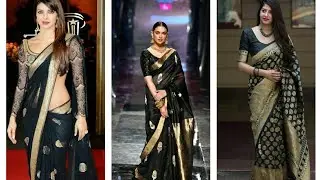 how to style black color sarees in deferent ways / fashionlifewithmeena/ black saree collection