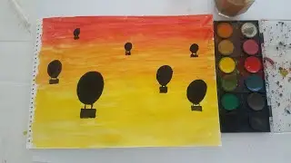 KOLAY SULUBOYA MANZARA RESMİ ( ilkokul görsel sanatlar) easy  watercolor landscape painting