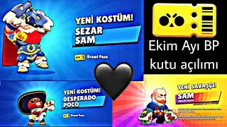 BRAWL PASS Ekim ayı kutu açılımı 2022 -1080P 60 FPS - (desperado poco + sam + sezar sam çıkma anı )