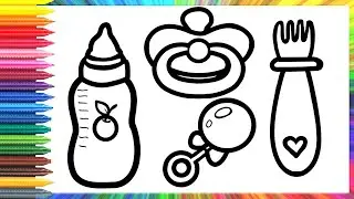 Drawing and coloring baby pacifiers and bottles for kids& Drawing, Painting and Coloring for Kids