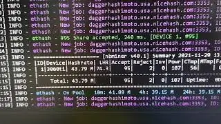 NBMiner version 40.1 - SWEET SPOT - ETHASH Mining RTX 3060 ti LHR (Hynix) - Nicehash up to 44 MH/s