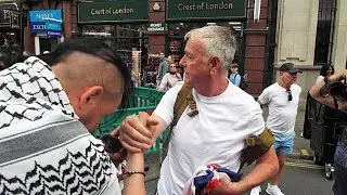 Anti-Protest at pro-Palestinian march in London: "WE ARE NOT FAR RIGHT"