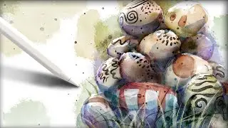 Watercolor stacked rock with pattern