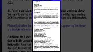 Invitation Letter for a Business Visa to Canada