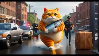 Big Fat Orange Cat Escape Record #cat #cute #ai #catlover #cutecat #aicat