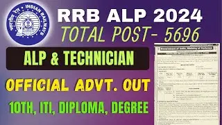 Railway ALP & Technician Official advertisement out 2024 || Total Post- 5696, Qualification, Age etc