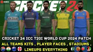 Cricket 24 | Latest T20 World Cup 2024 Patch With | Squads,Stadiums,Kits Everything | 2024