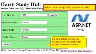 Delete Data From Database Using Entity Framework in Asp.Net MVC | Hindi | Free Online Learning Class