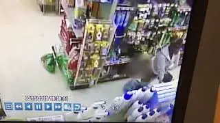 A woman taking a dump in a store