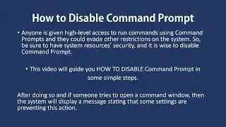 How to Disable Command Prompt