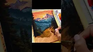 Fantasy sunset ⛰️ Acrylic painting / Subscribe 💖 #painting #shorts #acrylicpainting