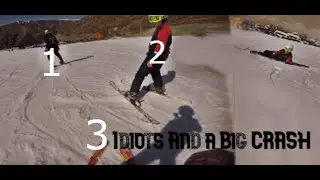 3 Idiots On a Ski field= Big crash
