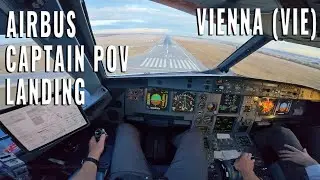 VIENNA 🇦🇹 (VIE) AIRBUS CAPTAIN POV (POINT OF VIEW) APPROACH + LANDING  + BRIEFING + OUTSIDE  CHECK