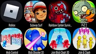 Roblox, Barrys Prison Run, Subway Surf, Rainbow Garten Survivor, PvZ 2, Mob Control, Blob Shooter 3D