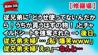 従兄弟に「どうせ使ってないんだから！うちが貰うはずの物！」とチャイルドシートを強奪された → 後日、従兄弟夫婦「…」私「爆笑ｗｗｗ」従兄弟夫婦「えっ」→なんと…【Akina 2ch】