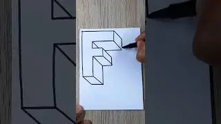 👉 Dibujos 3D 🔥 Como Dibujar La LETRA F en 3D Fácil #shorts #short