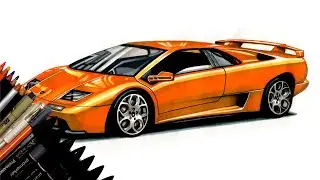 Realistic Car Drawing - Lamborghini Diablo - Time Lapse - Drawing Ideas