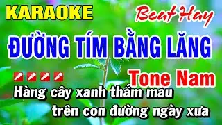 Karaoke Đường Tím Bằng Lăng Tone Nam (Beat Hay) Nhạc Sống | Hoài Phong Organ