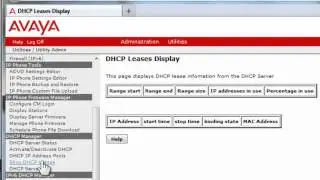 How to setup the Avaya Communication Manager Utility Server IPv4 DHCP Server