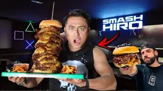 THE “SMASH HIRO” CHALLENGE: A 10,000+ CALORIE BURGER 🍔**Discovering ESTTIK's Burger Joint🔥