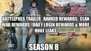 Cod mobile season 8 Battlepass , ranked reward trailer | Clan war reward | login reward free skin