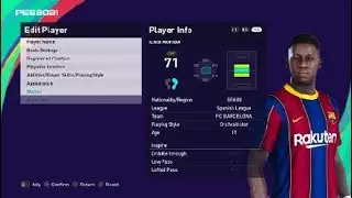 Ilaix moriba face e football pes 2021 Barcelona