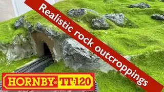 Building a Hornby TT 120 model railway 6 -Static grass and realistic rock faces
