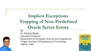 Implicit Exception: Handling of Non-Predefined Oracle Server